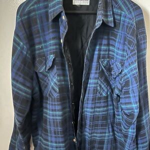 Badspier Blue and Green Plaid Shirt